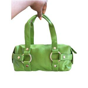 Vintage Y2k Leather  Bag Green Chunky Buckle Tassels